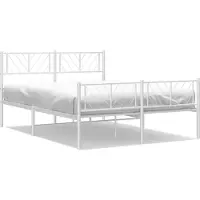 Syfax Cadre de lit métal sans matelas et pied de lit blanc 135x190 cm
