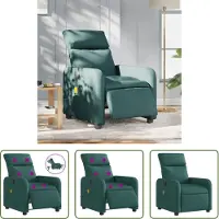 The Living Store Fauteuil de massage électrique Vert foncé Tissu