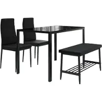 Vicco Ensemble de table à manger Grand Noir 120x70cm Set de 4 pièces, Model 51844