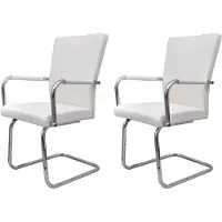 Syfax Chaises à manger cantilever lot de 2 blanc similicuir