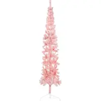 Syfax Demi sapin de Noël artificiel mince avec support Rose 210 cm