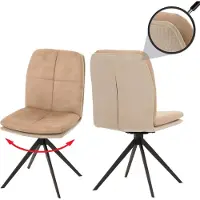Mendler Lot de 2 chaises de salle à manger HWC-M68, fauteuil de cuisine, pivotant Auto-Position, métal tissu/textile beige