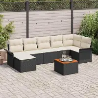 Prolenta Maison Exclusive - Ensemble de canapés de jardin, 8 pièces, en résine tressée noire et crème
