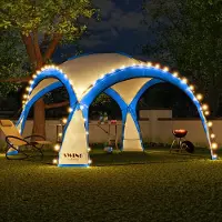 Swing&Harmonie LED Event Pavillon XXL DomeShelter 450cm Garten inkl. Solarmodul Designer Tente de jardin Camping Tente de fête avec éclairage - bleu