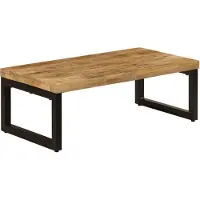 Syfax Table basse 100x50x35 cm Bois de manguier solide et acier