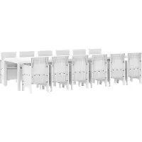 Syfax Ensemble de salle à manger pour jardin 13 pc Blanc Rattan Polt