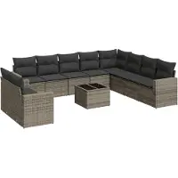 vidaXL Ensemble de salon de jardin 11 pièces avec coussins Gris Poly rotin