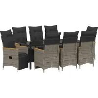 Syfax Ensemble de salle à manger pour jardin 9 pcs Gris polyrotin