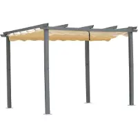 Angel Living Pergola en aluminium anthracite, tubes de toit en acier, toit réglable en polyester (3x3m, beige)