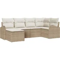 Syfax Ensemble de Canapés avec coussin 6 pcs Beige et blanc polyrotin