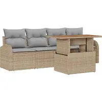 Syfax Ensemble de canapé de jardin 5 pcs Beige Poly rotin