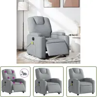 The Living Store Fauteuil de massage électrique Gris clair Tissu