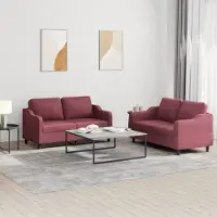 Prolenta Maison Exclusive - Ensemble de canapés 2 pièces avec coussins, tissu bordeaux
