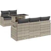 Syfax Ensemble de canapé de jardin 6 pcs Gris clair polyrotin