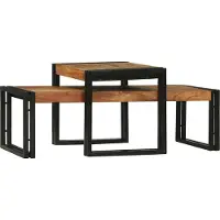 Syfax Table basse 2 pcs Marron 48 x 40 x 40 cm Bois d'Acacia Massif