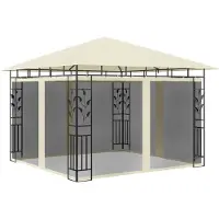 The Living Store Le Living Store gazebo avec moustiquaire 3x3x2,73 m Crème 180 g/m²