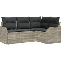 vidaXL Ensemble de canapés de jardin avec rangement, 4 pièces, gris clair, en polyrotin
