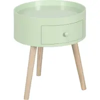 HOMCOM Table basse - table de chevet - table de nuit ronde - design scandinave table d'appoint bout de canapé avec tiroir pieds effilés inclinés bois massif vert