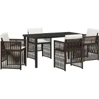 Syfax Ensemble de salle à manger pour jardin 5 pcs Marron