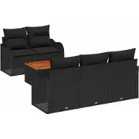 Syfax Ensemble de canapé de jardin avec coussin 6 pcs Noir polyrotin