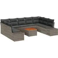 Syfax Ensemble de canapé de jardin avec stockage 10 pcs Gris