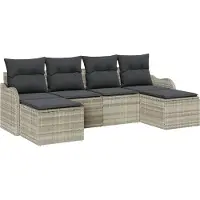 Syfax Ensemble de canapé de jardin 6 pcs Gris clair Poly rotin