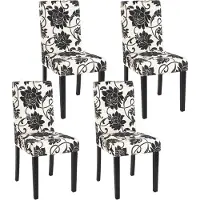 Mendler Lot De 4 Chaises De Séjour Littau Tissu Jacquard, Pieds Foncés