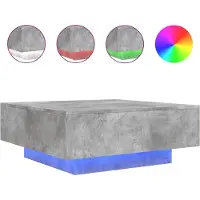 Syfax Table basse avec lumières LED gris béton 80x80x31 cm