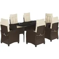vidaXL Ensemble de jardin 7 pièces avec coussins Marron Poly rotin