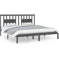 Syfax Cadre de lit sans matelas gris bois massif 200x200 cm