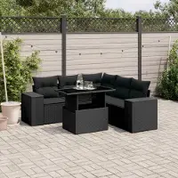 Prolenta Maison Exclusive - Salon de jardin 6 pcs avec coussins noir résine tressée
