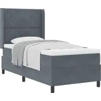 Syfax Lit à ressorts avec tête de lit Gris foncé 90 x 200 cm Velours