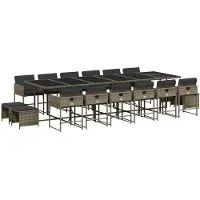 vidaXL Ensemble de jardin 17 pièces avec coussins Gris Poly rotin