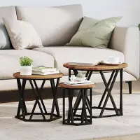Prolenta Maison Exclusive - Table d'appoint empilable, ensemble de 3 pièces, bois de récupération, 53 x 53 x 40 cm
