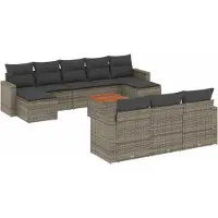 Syfax Salon de jardin 11 pcs avec coussins gris résine tressée