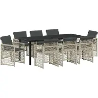 Syfax Ensemble de salle à manger pour jardin 9 pcs Gris clair