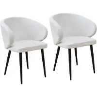 SVITA AUDREY Lot de 2 chaises de salle à manger Fauteuil de cuisine avec accoudoirs Teddybouclé Blanc