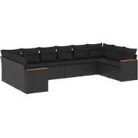 Syfax Salon de jardin 10 pcs avec coussins noir résine tressée