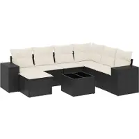 vidaXL Ensemble de jardin canapé 8 pièces avec coussins noir poly rotin