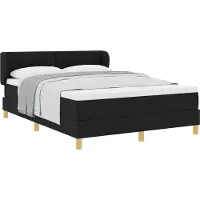 Syfax Lit à ressorts avec tête de lit Noir 140 x 200 cm tissu