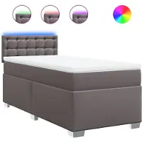 vidaXL Lit boxspring avec matelas Gris 90x190 cm simili-cuir