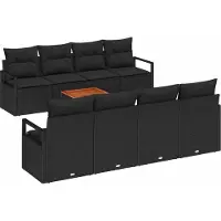 Syfax Ensemble de canapé de jardin avec stockage 9 pcs Noir polyrotin