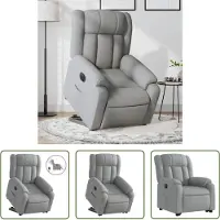 The Living Store Fauteuil relax avec releveur électrique Gris clair Tissu
