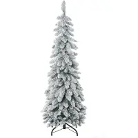 HOMCOM Arbre de Noël artificiel 135 cm sapin de Noël avec support en acier 253 branches enneigées socle pliable vert