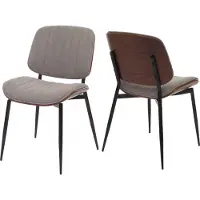 Mendler Lot de 2 chaises de salle à manger HWC-O44, chaise de cuisine, tissu en bois courbé (370g/m²) Öko-Tex MVG aspect noyer, gris clair
