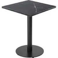 Oviala Table à manger carrée 60 cm pied noir et revêtement marbre noir - Rivoli