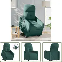 The Living Store Fauteuil relax avec releveur Vert foncé Tissu