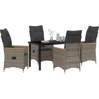Syfax Ensemble de salle à manger pour jardin 5 pcs Gris polyrotin