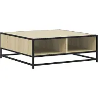 Syfax Table basse chêne sonoma 80x80x30 cm bois d'ingénierie et métal