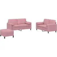 vidaXL Ensemble de canapés 3 pièces avec coussins Rose velours